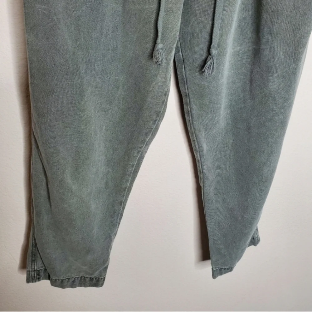 Free People Margate Olive Green High Rise Paperbag Pleated Trouser Pants
